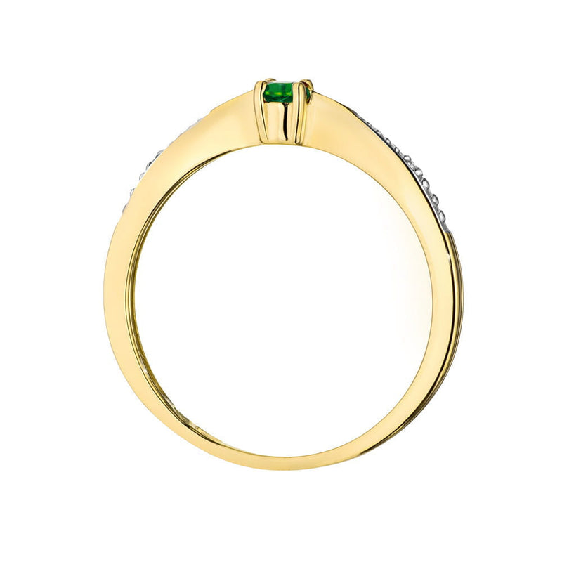 Inel Aur 14K cu Smarald 0.15 ct si Diamante Naturale 0.01 ct, imaginea 3 din 4