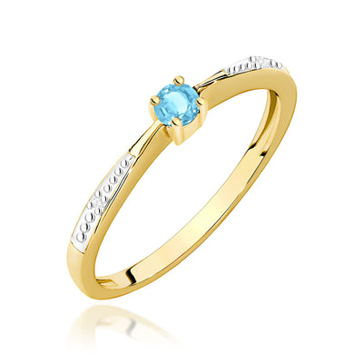 Inel Aur 14K cu Topaz Swiss 0.15 ct si Diamante Naturale 0.01 ct