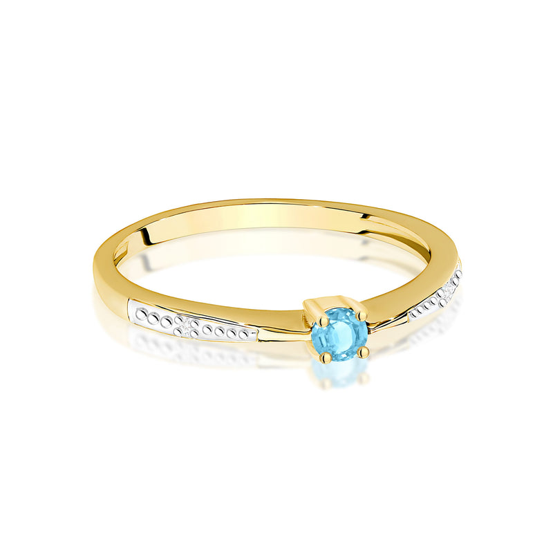 Inel Aur 14K cu Topaz Swiss 0.15 ct si Diamante Naturale 0.01 ct, imaginea 2 din 12