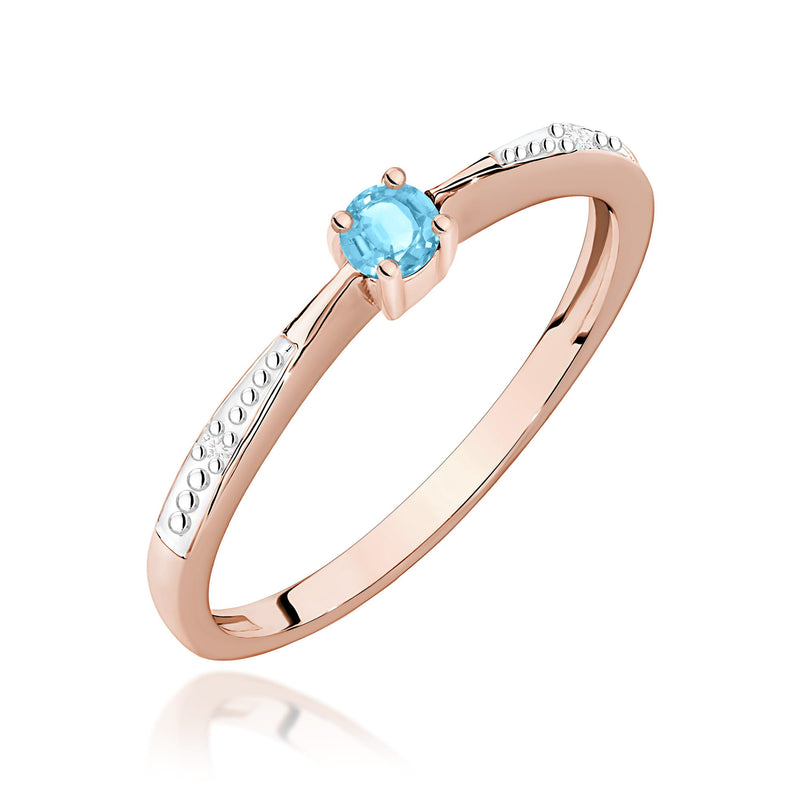 Inel Aur 14K cu Topaz Swiss 0.15 ct si Diamante Naturale 0.01 ct, imaginea 5 din 12