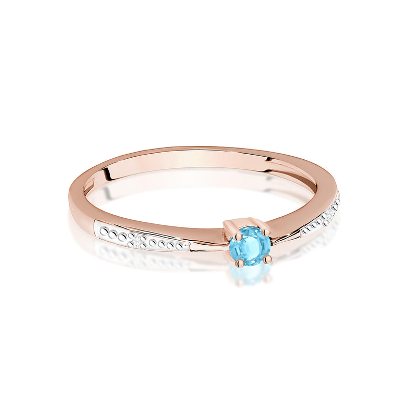 Inel Aur 14K cu Topaz Swiss 0.15 ct si Diamante Naturale 0.01 ct, imaginea 6 din 12