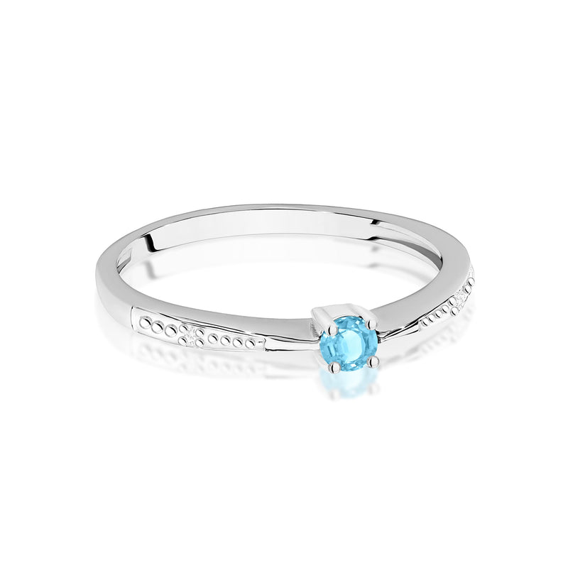 Inel Aur 14K cu Topaz Swiss 0.15 ct si Diamante Naturale 0.01 ct, imaginea 10 din 12