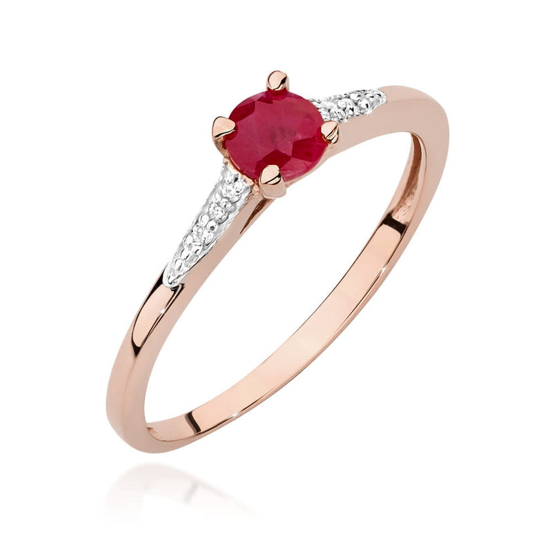 Inel Aur 14K cu Rubin 0.30 ct si Diamante Naturale 0.03 ct, imaginea 5 din 12
