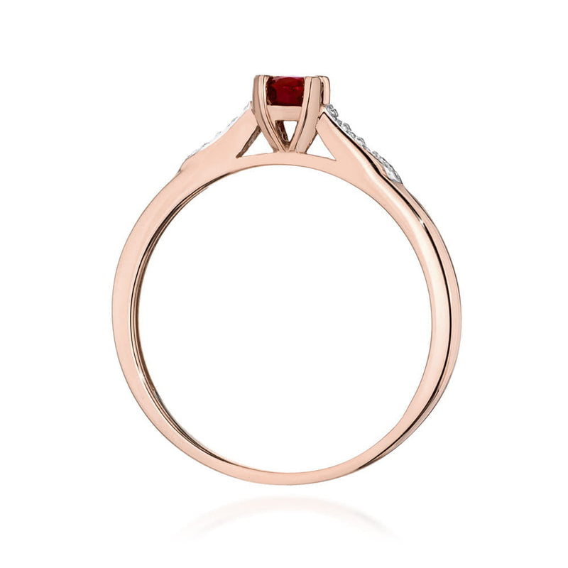 Inel Aur 14K cu Rubin 0.30 ct si Diamante Naturale 0.03 ct, imaginea 7 din 12