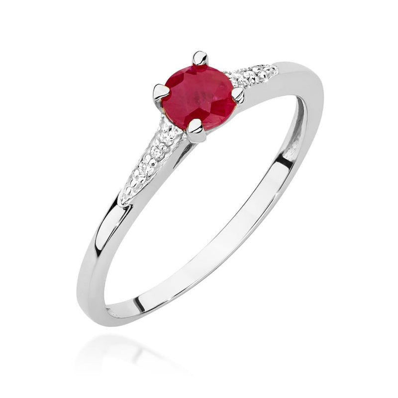 Inel Aur 14K cu Rubin 0.30 ct si Diamante Naturale 0.03 ct, imaginea 9 din 12