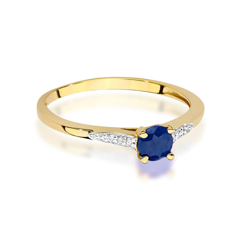 Inel Aur 14K cu Safir 0.30 ct si Diamante Naturale 0.03 ct, imaginea 2 din 12