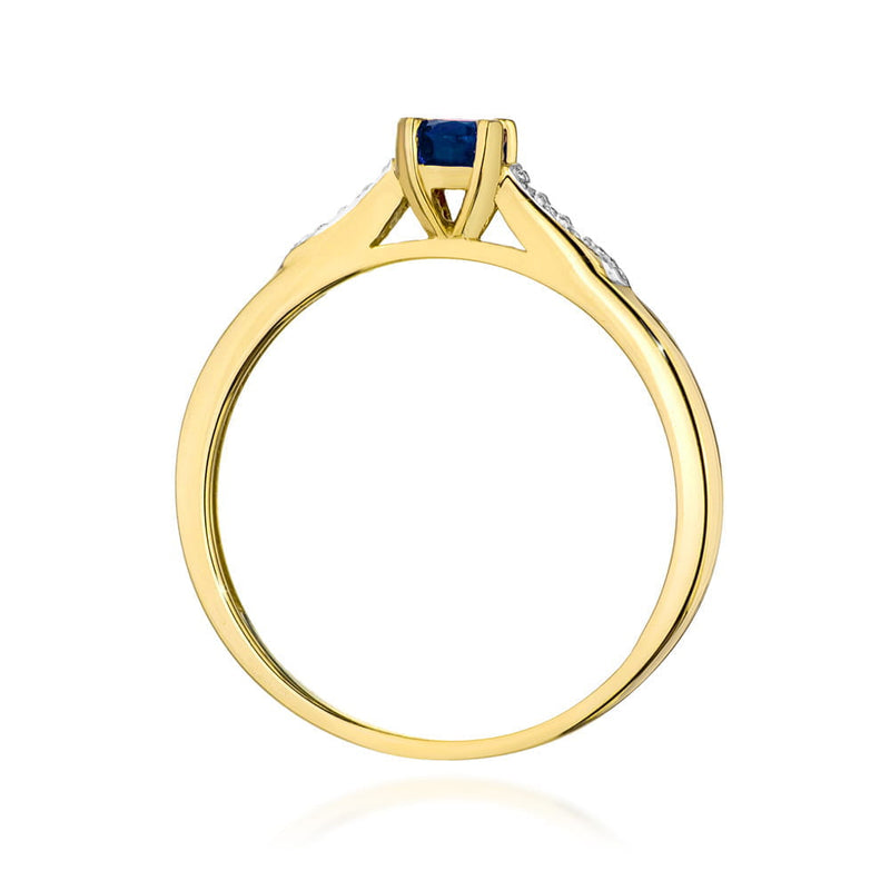 Inel Aur 14K cu Safir 0.30 ct si Diamante Naturale 0.03 ct, imaginea 3 din 12