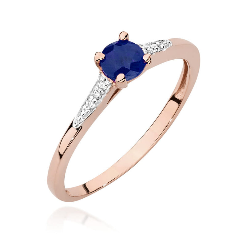 Inel Aur 14K cu Safir 0.30 ct si Diamante Naturale 0.03 ct, imaginea 5 din 12