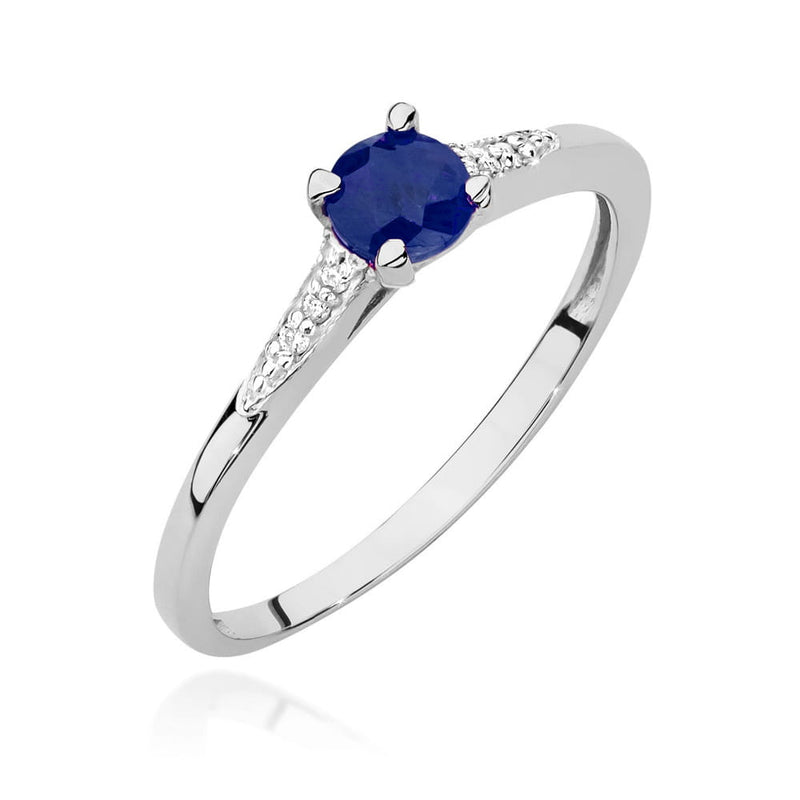 Inel Aur 14K cu Safir 0.30 ct si Diamante Naturale 0.03 ct, imaginea 9 din 12