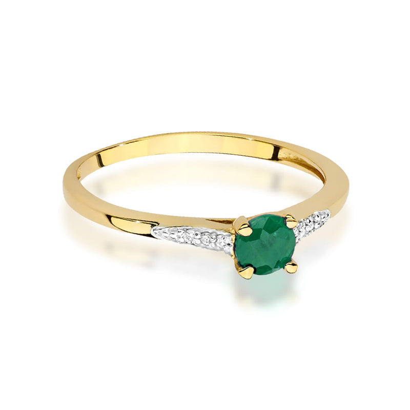Inel Aur 14K cu Smarald 0.30 ct si Diamante Naturale 0.03 ct, imaginea 2 din 12