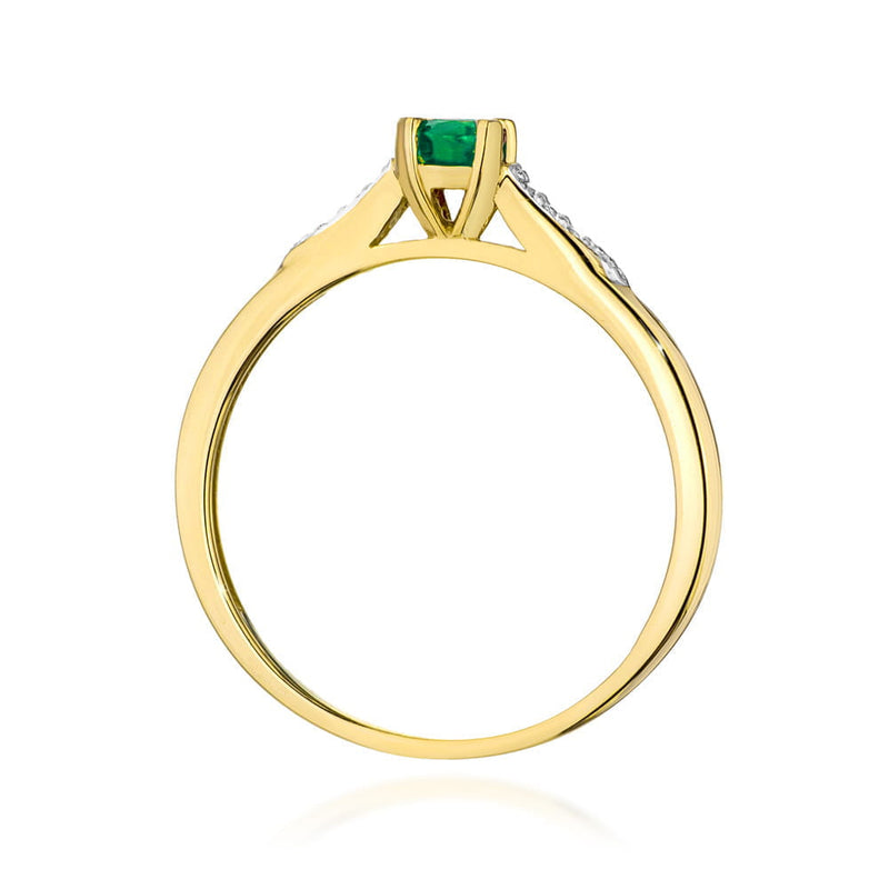 Inel Aur 14K cu Smarald 0.30 ct si Diamante Naturale 0.03 ct, imaginea 3 din 12