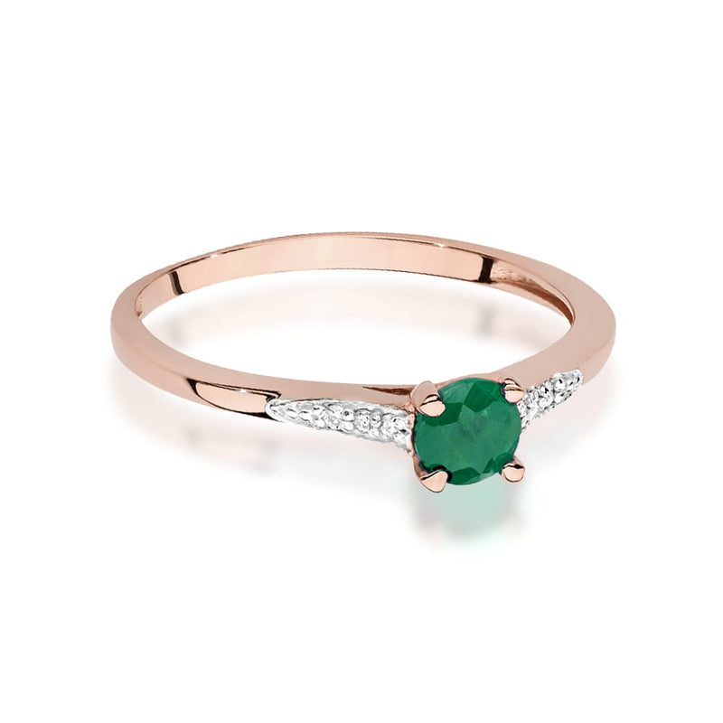 Inel Aur 14K cu Smarald 0.30 ct si Diamante Naturale 0.03 ct, imaginea 6 din 12