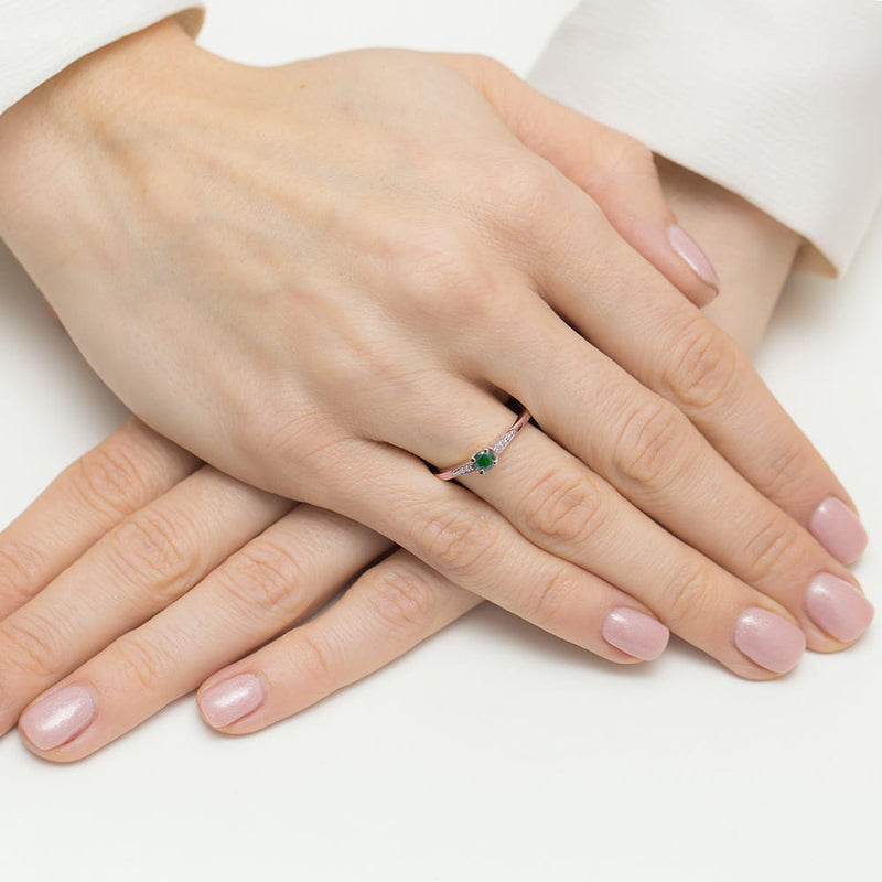 Inel Aur 14K cu Smarald 0.30 ct si Diamante Naturale 0.03 ct, imaginea 8 din 12