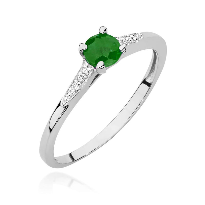 Inel Aur 14K cu Smarald 0.30 ct si Diamante Naturale 0.03 ct, imaginea 9 din 12