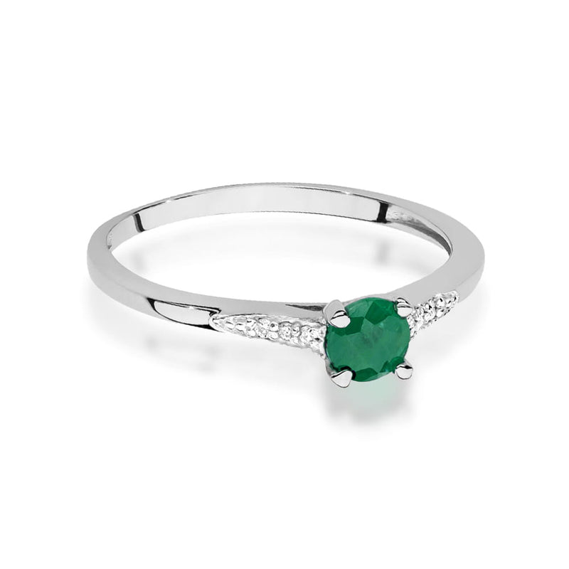 Inel Aur 14K cu Smarald 0.30 ct si Diamante Naturale 0.03 ct, imaginea 10 din 12
