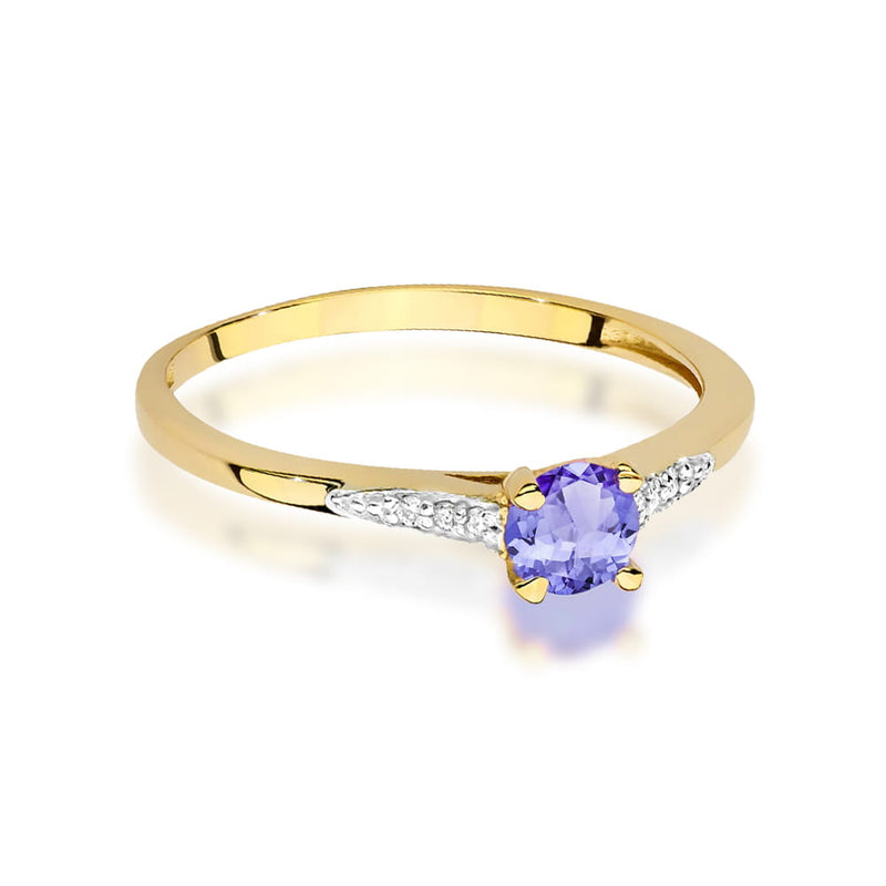 Inel Aur 14K cu Tanzanit 0.35 ct si Diamante Naturale 0.03 ct, imaginea 2 din 12