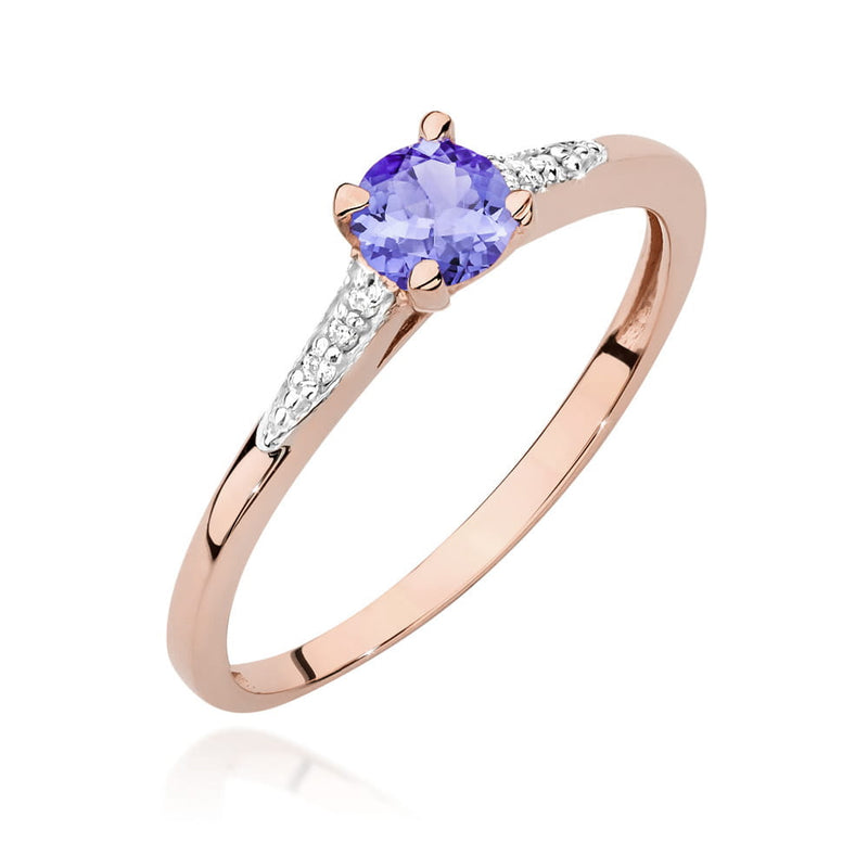 Inel Aur 14K cu Tanzanit 0.35 ct si Diamante Naturale 0.03 ct, imaginea 5 din 12