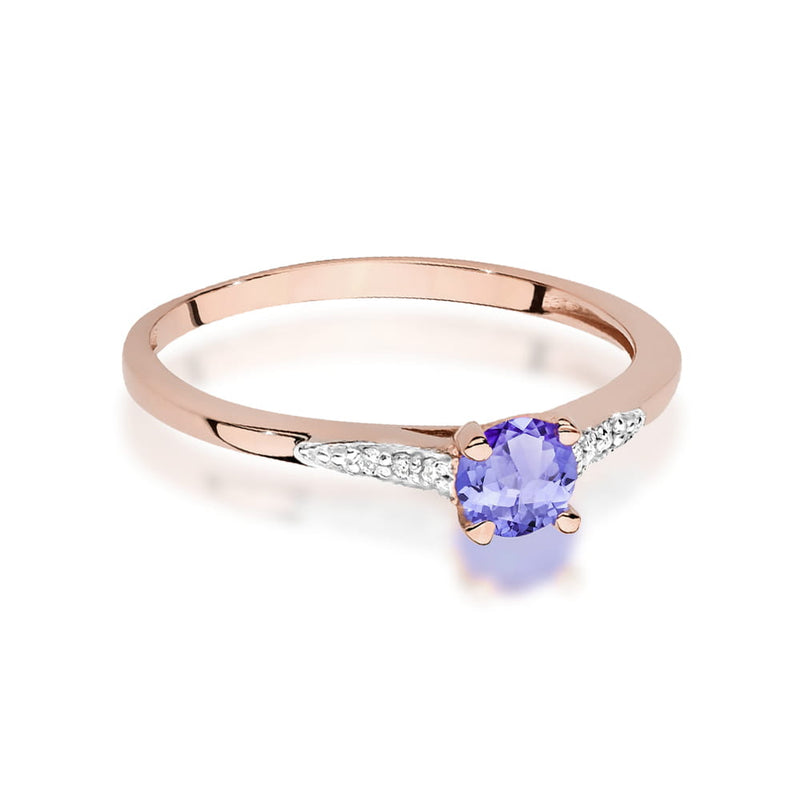 Inel Aur 14K cu Tanzanit 0.35 ct si Diamante Naturale 0.03 ct, imaginea 6 din 12