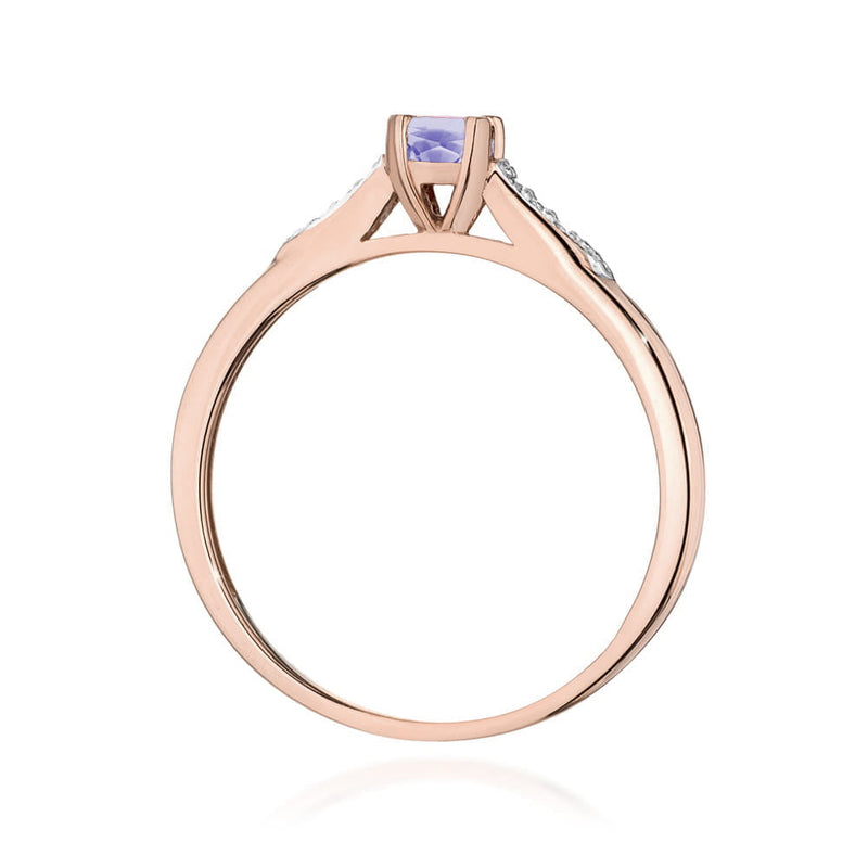 Inel Aur 14K cu Tanzanit 0.35 ct si Diamante Naturale 0.03 ct, imaginea 7 din 12