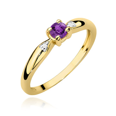 Inel Aur 14K cu Ametist 0.10 ct si Diamante Naturale 0.01 ct