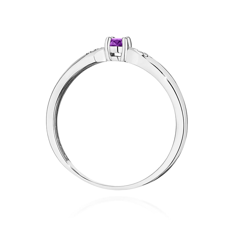 Inel Aur 14K cu Ametist 0.10 ct si Diamante Naturale 0.01 ct, imaginea 11 din 12