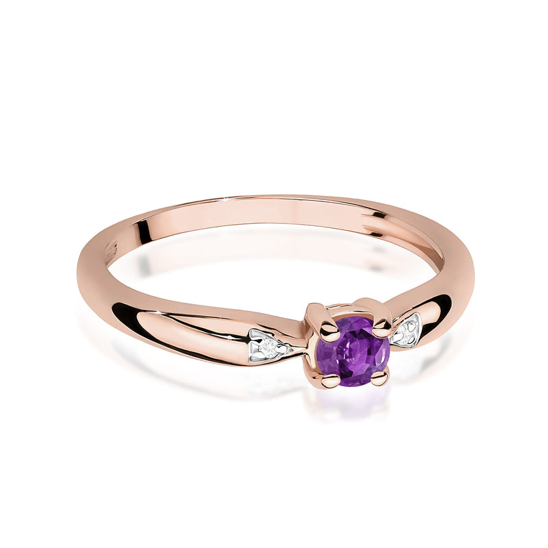 Inel Aur 14K cu Ametist 0.10 ct si Diamante Naturale 0.01 ct, imaginea 6 din 12