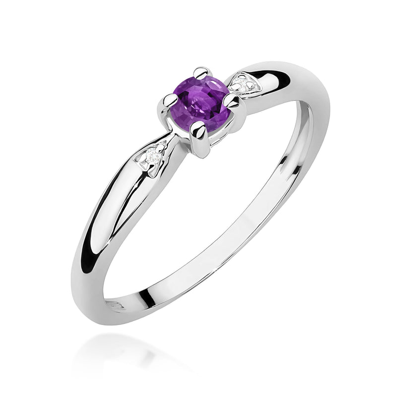 Inel Aur 14K cu Ametist 0.10 ct si Diamante Naturale 0.01 ct, imaginea 9 din 12