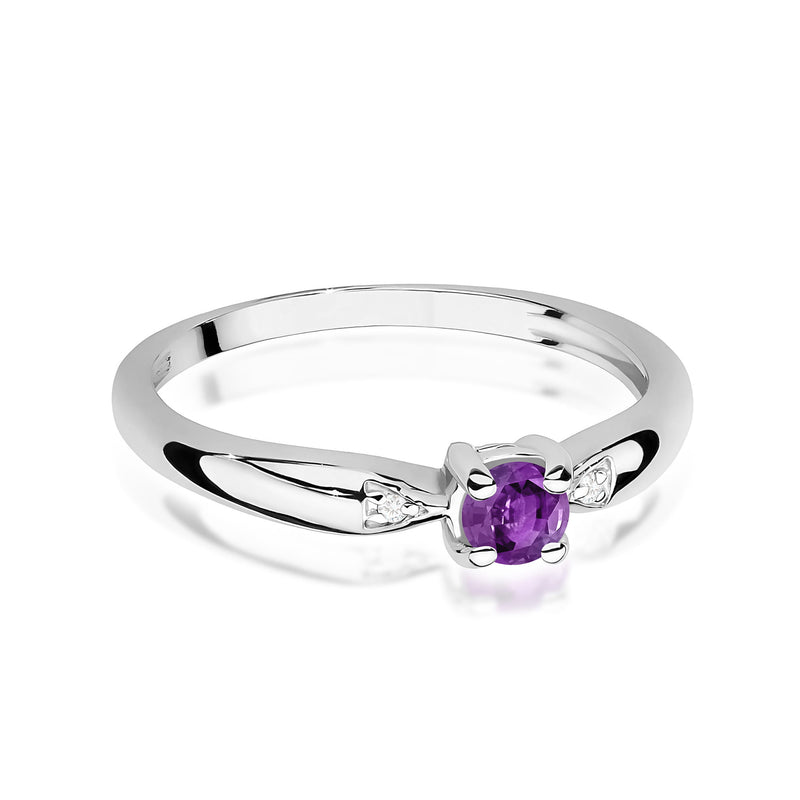 Inel Aur 14K cu Ametist 0.10 ct si Diamante Naturale 0.01 ct, imaginea 10 din 12