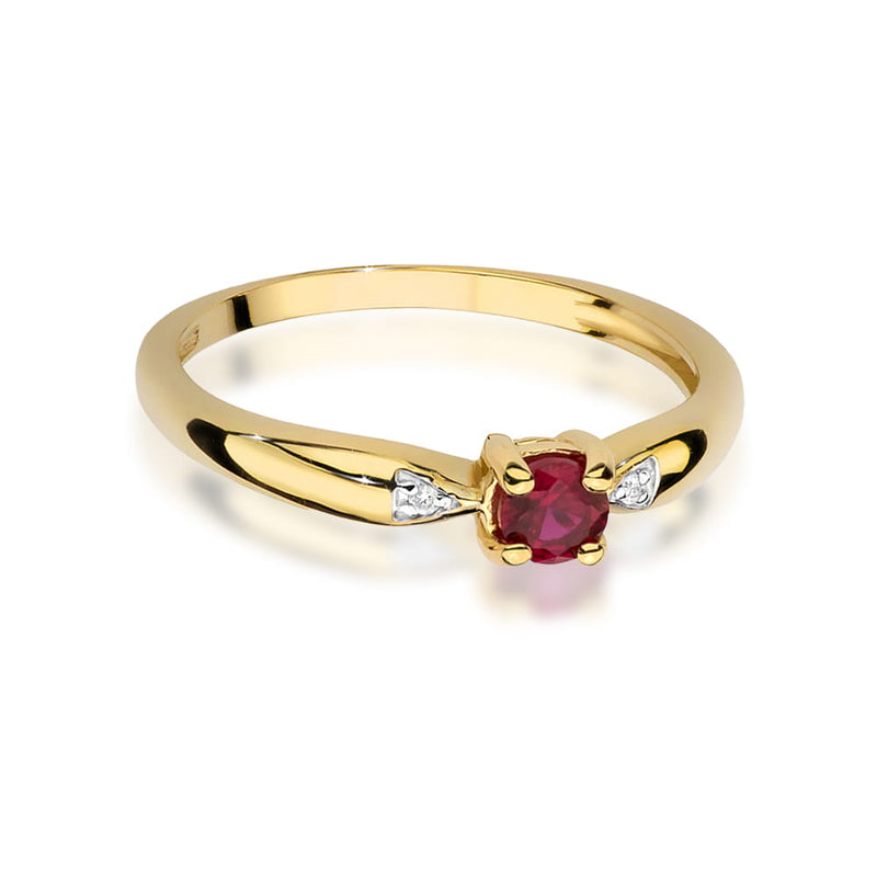 Inel Aur 14K cu Rubin 0.15 ct si Diamante Naturale 0.01 ct, imaginea 2 din 12