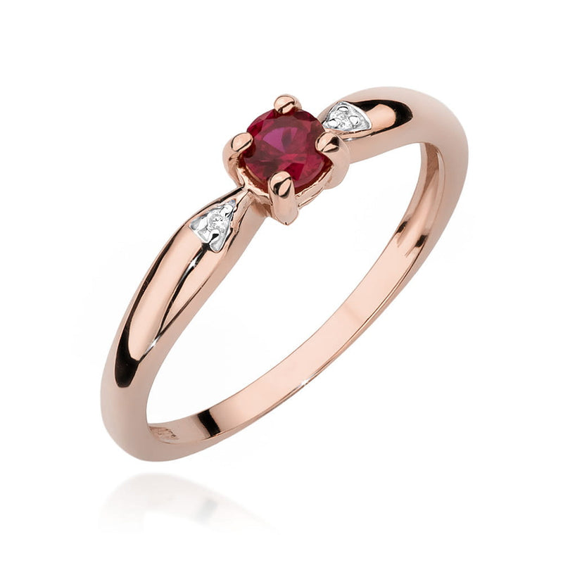 Inel Aur 14K cu Rubin 0.15 ct si Diamante Naturale 0.01 ct, imaginea 5 din 12
