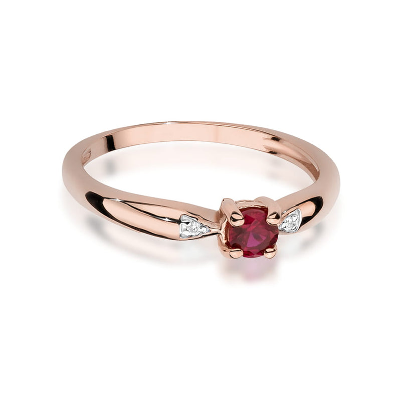 Inel Aur 14K cu Rubin 0.15 ct si Diamante Naturale 0.01 ct, imaginea 6 din 12