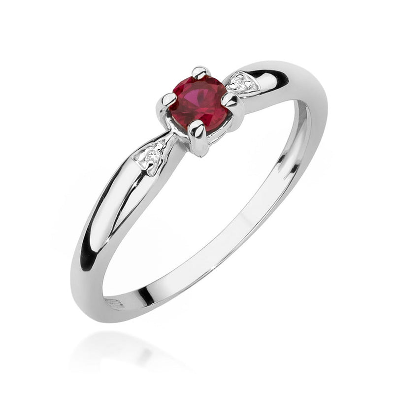 Inel Aur 14K cu Rubin 0.15 ct si Diamante Naturale 0.01 ct, imaginea 9 din 12