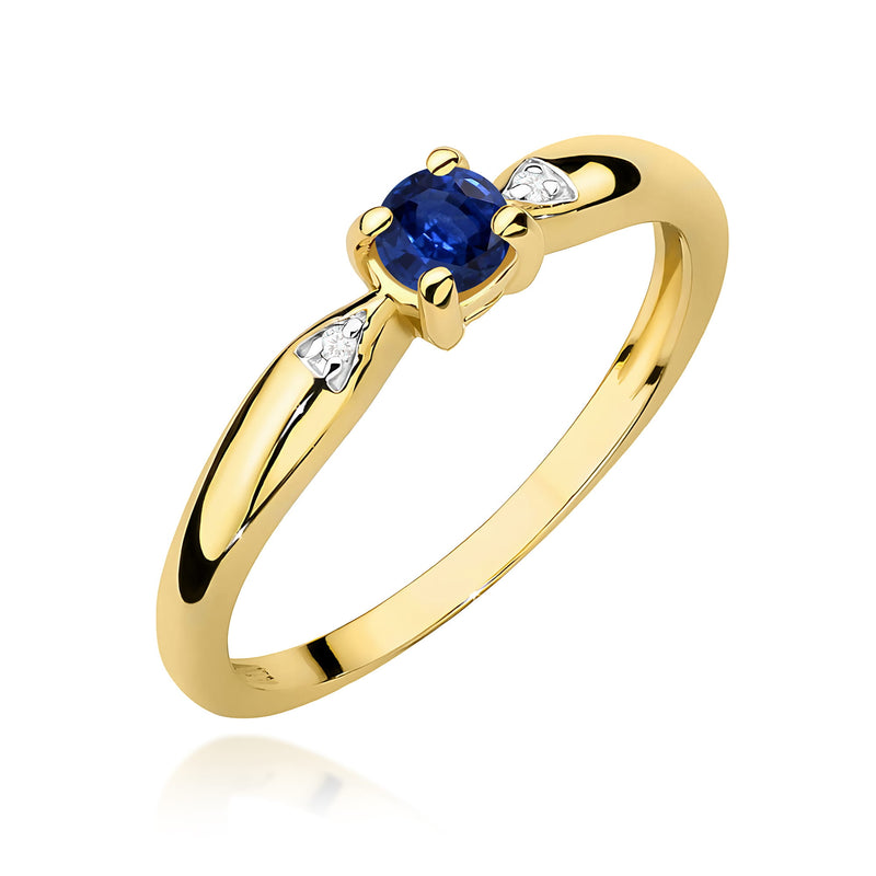 Inel Aur 14K cu Safir 0.15 ct si Diamante Naturale 0.01 ct — Aur galben
