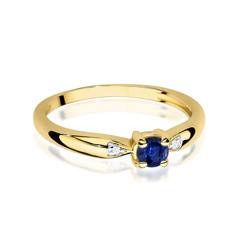 Inel Aur 14K cu Safir 0.15 ct si Diamante Naturale 0.01 ct, imaginea 2 din 12