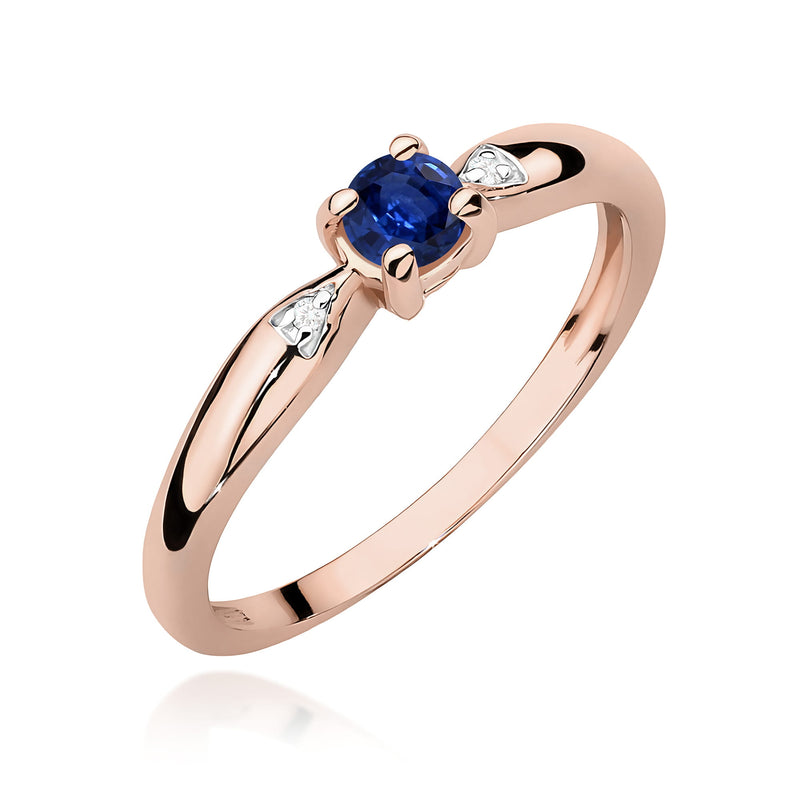 Inel Aur 14K cu Safir 0.15 ct si Diamante Naturale 0.01 ct, imaginea 5 din 12