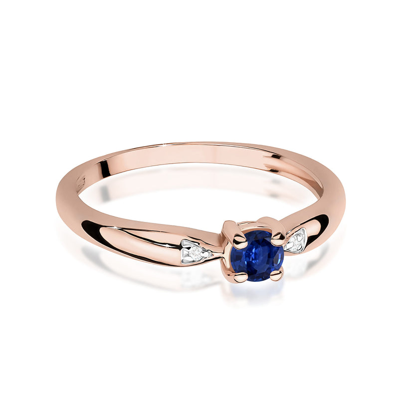 Inel Aur 14K cu Safir 0.15 ct si Diamante Naturale 0.01 ct, imaginea 6 din 12