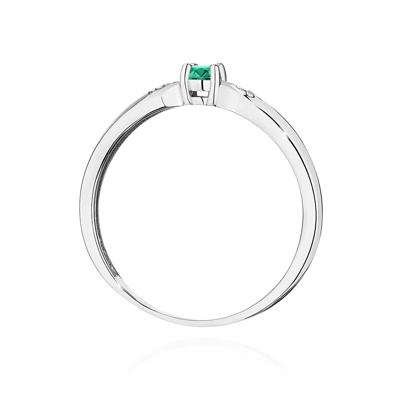 Inel Aur 14K cu Smarald 0.15 ct si Diamante Naturale 0.01 ct, imaginea 11 din 12