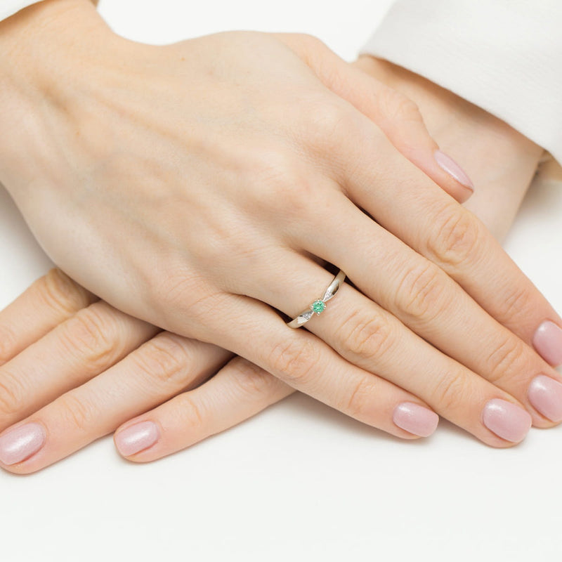 Inel Aur 14K cu Smarald 0.15 ct si Diamante Naturale 0.01 ct, imaginea 12 din 12