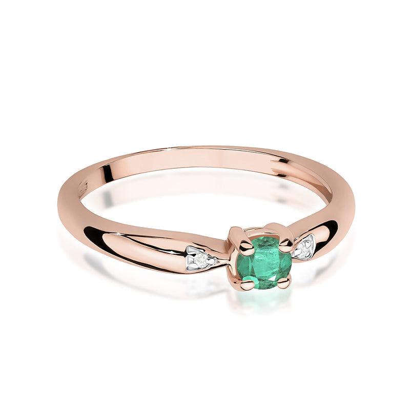 Inel Aur 14K cu Smarald 0.15 ct si Diamante Naturale 0.01 ct, imaginea 6 din 12