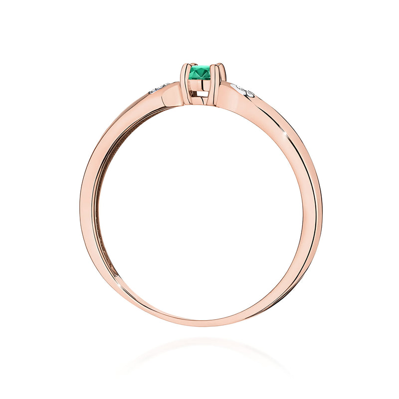 Inel Aur 14K cu Smarald 0.15 ct si Diamante Naturale 0.01 ct, imaginea 7 din 12