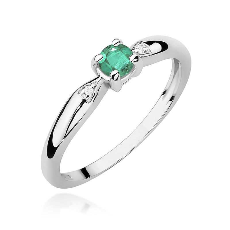 Inel Aur 14K cu Smarald 0.15 ct si Diamante Naturale 0.01 ct, imaginea 9 din 12