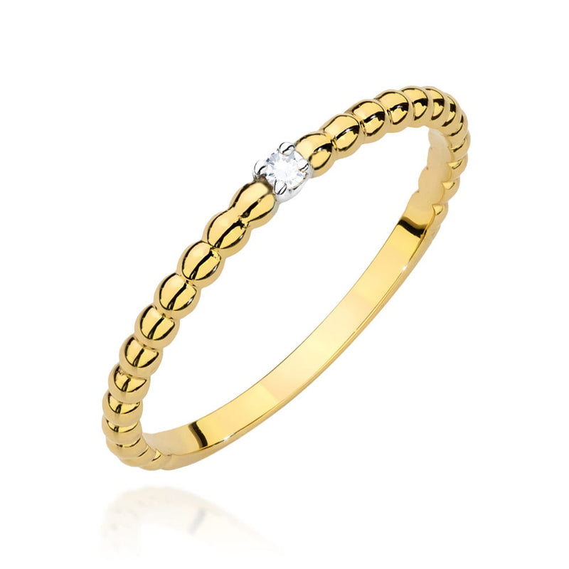 Inel Aur 14K cu Diamant Natural 0.02 ct — Aur galben