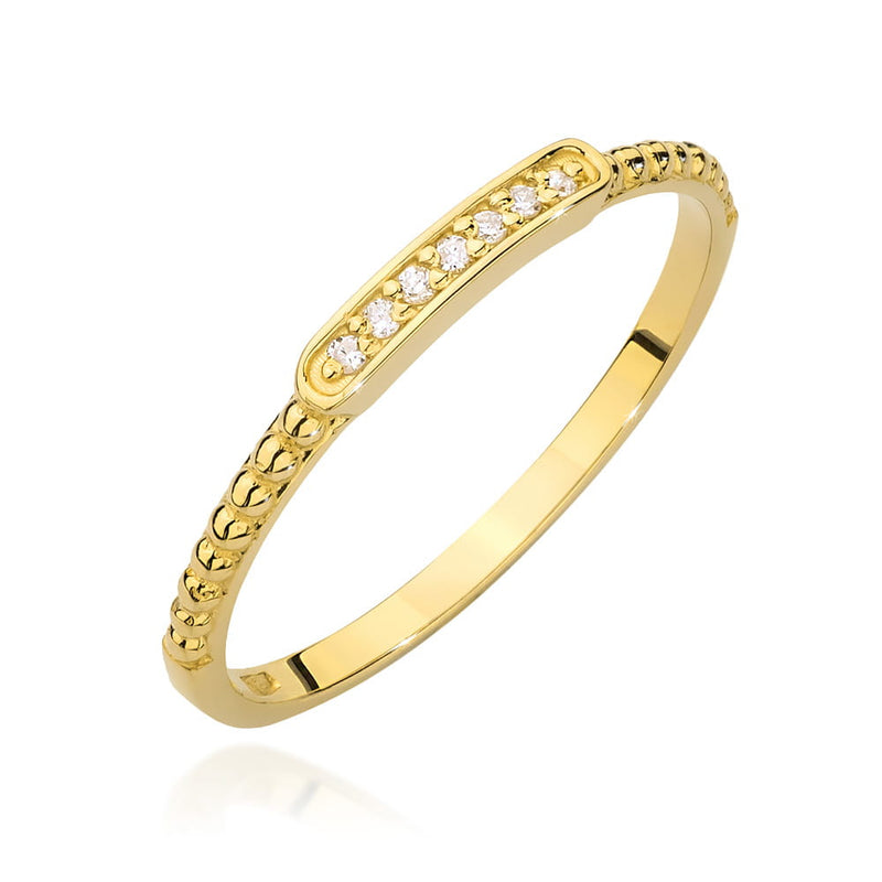 Inel Aur 14K cu Diamante Naturale 0.04 ct — Aur galben