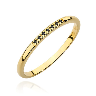 Inel Aur 14K cu Diamante Naturale Negre 0.04 ct