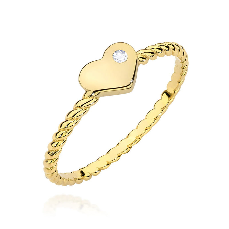 Inel Aur 14K cu Diamant Natural 0.03 ct — Aur galben