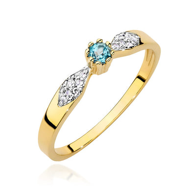 Inel Aur 14K cu Topaz Swiss 0.15 ct si Diamante Naturale 0.06 ct