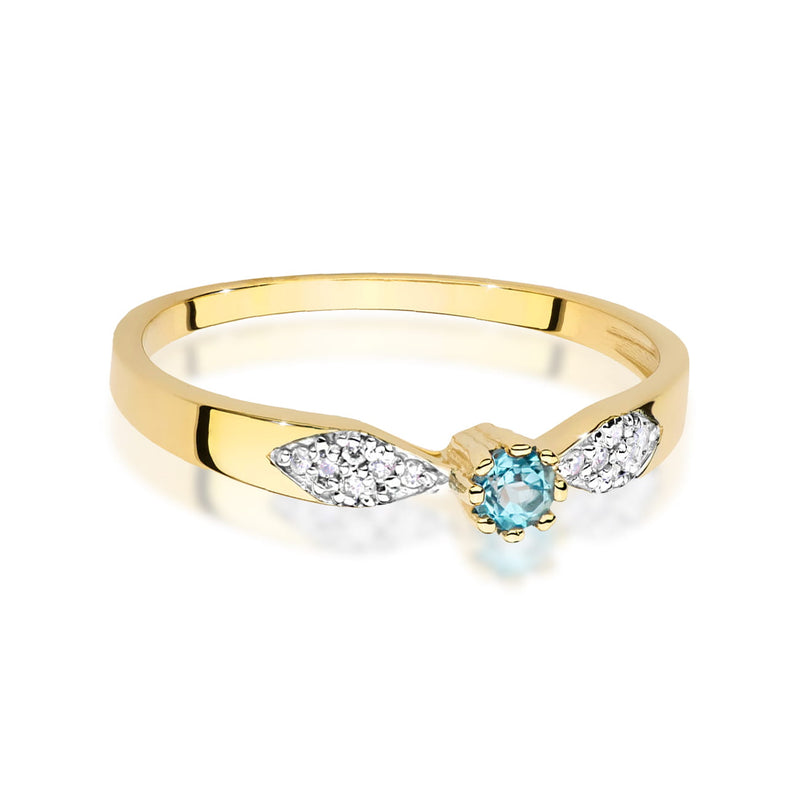 Inel Aur 14K cu Topaz Swiss 0.15 ct si Diamante Naturale 0.06 ct, imaginea 2 din 12
