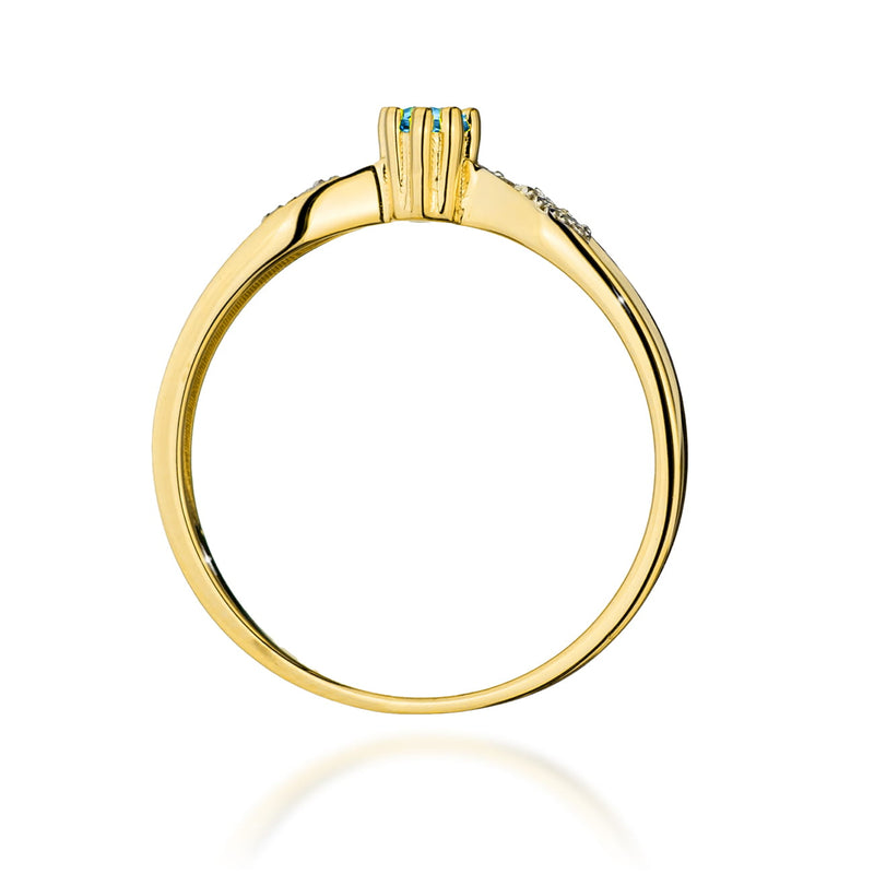 Inel Aur 14K cu Topaz Swiss 0.15 ct si Diamante Naturale 0.06 ct, imaginea 3 din 12