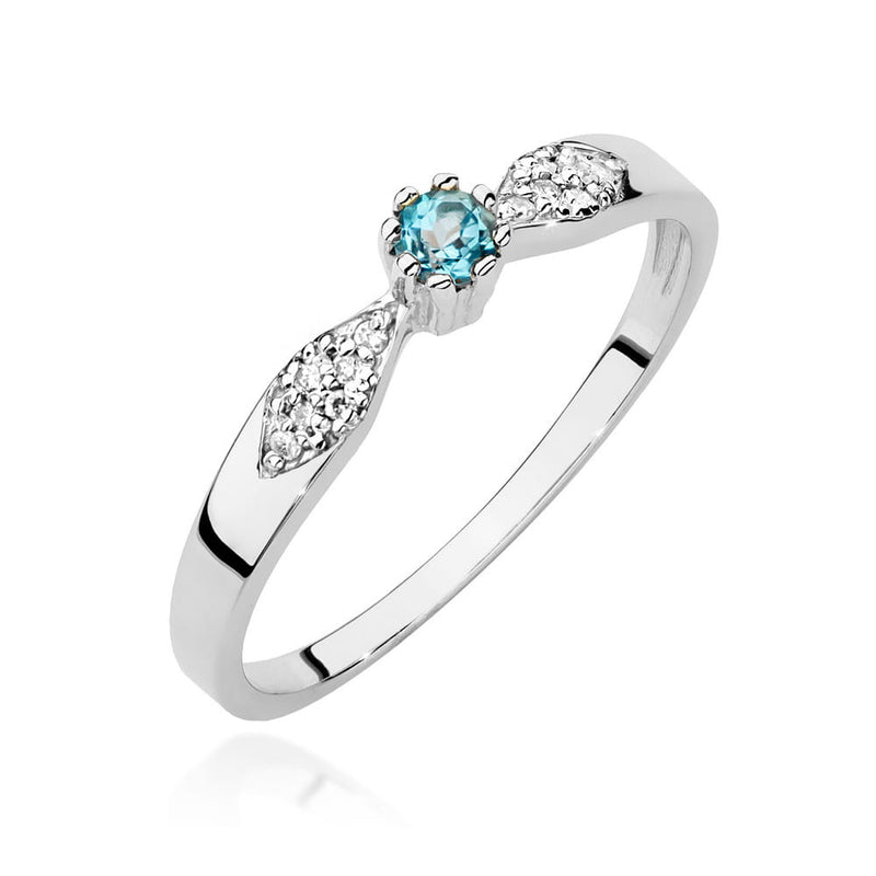 Inel Aur 14K cu Topaz Swiss 0.15 ct si Diamante Naturale 0.06 ct, imaginea 9 din 12