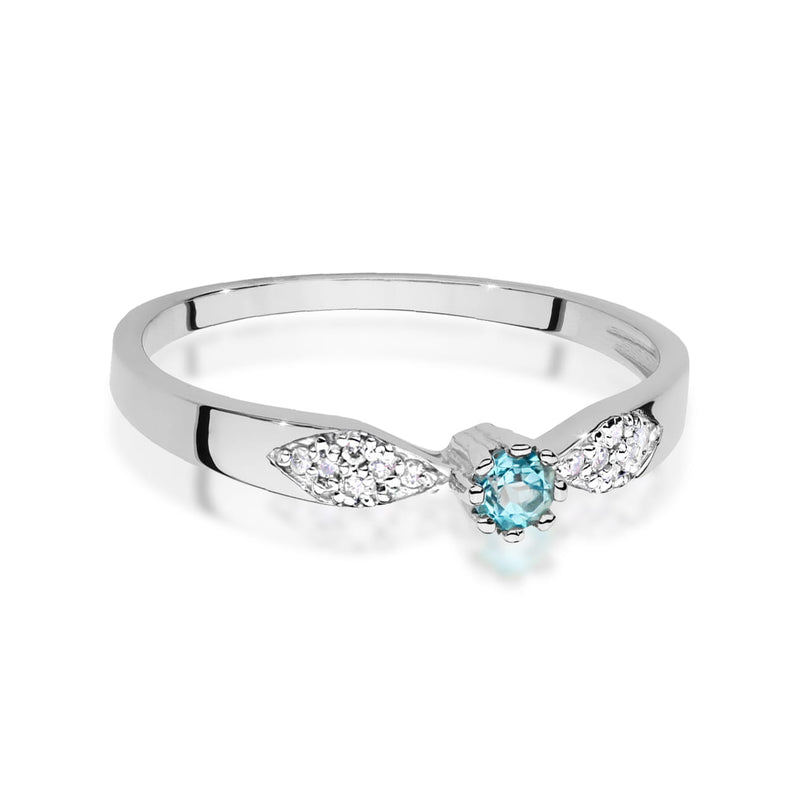 Inel Aur 14K cu Topaz Swiss 0.15 ct si Diamante Naturale 0.06 ct, imaginea 10 din 12